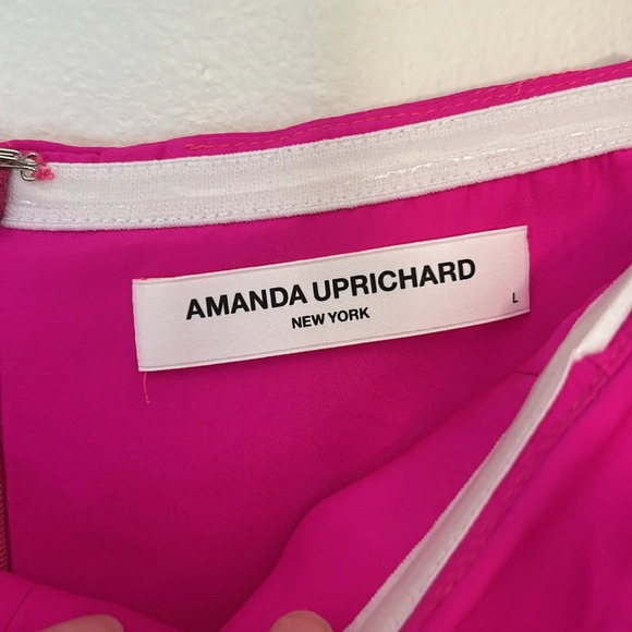 Amanda Uprichard REVOLVE Camellia Silk Asymmetric Dress Hot Pink size Large - Picture 3 of 8